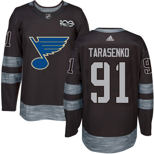 Adidas Blues #91 Vladimir Tarasenko Black 1917-100th Anniversary Stitched NHL Jersey - Click Image to Close